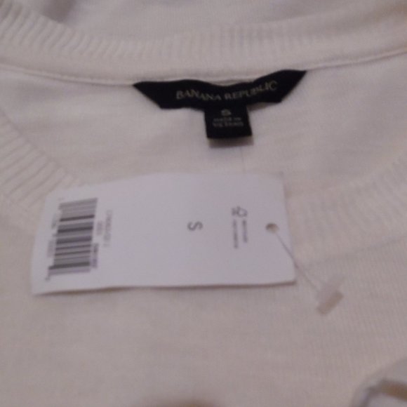 NWT Banana Republic White Ruffle Pull On Cotton Lightweight Sweater Top Small - Picture 7 of 8